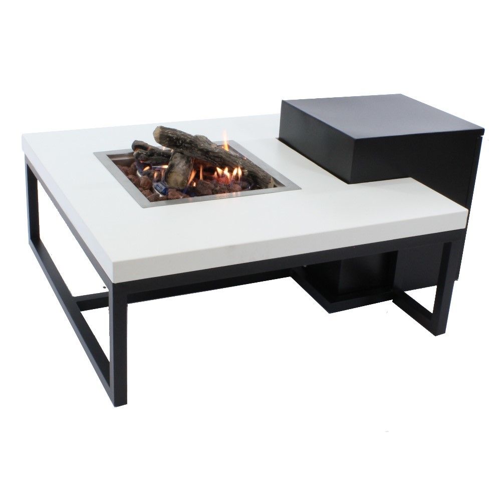 Fire Pit Table Ambiance Black White Square Enjoyfires